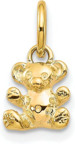 10K Yellow Gold 3D Teddy Bear Charm Polished Jewelry in Saudi Arabia