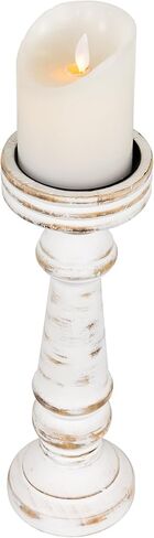 Wooden Spindle Pillar Candle Holder - 12" - Antique White in Saudi Arabia