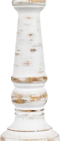 Wooden Spindle Pillar Candle Holder - 12" - Antique White in Saudi Arabia