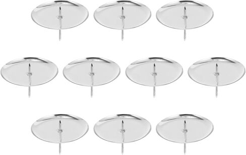 Metal Round Pin Candle Holders, 10PCS Silver Candle Spike Plate Base for Advent Wreath, Wedding Table Centerpiece, DIY Cake Decorating & Christmas Ornament in Saudi Arabia