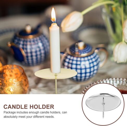 Metal Round Pin Candle Holders, 10PCS Silver Candle Spike Plate Base for Advent Wreath, Wedding Table Centerpiece, DIY Cake Decorating & Christmas Ornament in Saudi Arabia