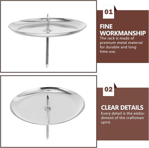 Metal Round Pin Candle Holders, 10PCS Silver Candle Spike Plate Base for Advent Wreath, Wedding Table Centerpiece, DIY Cake Decorating & Christmas Ornament in Saudi Arabia