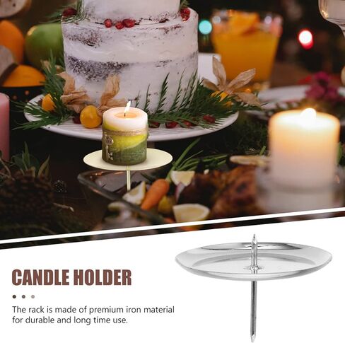 Metal Round Pin Candle Holders, 10PCS Silver Candle Spike Plate Base for Advent Wreath, Wedding Table Centerpiece, DIY Cake Decorating & Christmas Ornament in Saudi Arabia