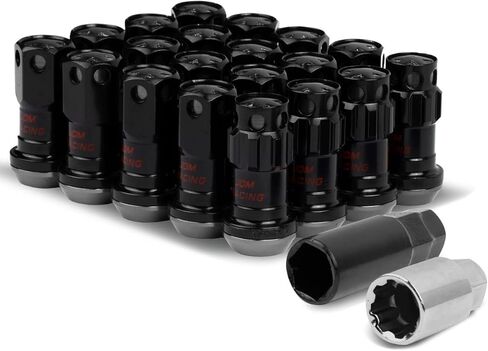 Auto Dynasty M12 x 1.5 Closed End 16PC Aluminum Alloy Wheel Lug Nuts + 4 x Lock Nut + 1 x Key (Orange Accents/Black Body) in Saudi Arabia
