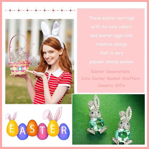 Easter Basket Essentials Stuffers Easter Bunny Dangle Earrings Spring Rabbit Egg Stud Earrings Jewelry Dresses Outfit Accessories Gifts in Saudi Arabia