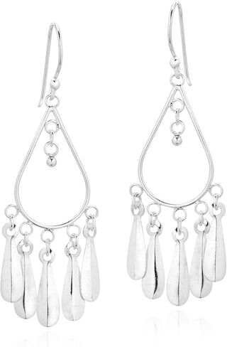 AeraVida Stylish Teardrop Chandelier Sterling Silver Dangle Earrings for Women | Lightweight Bridal Drop Earrings | Handmade Modern Pierced Long Teardrop Jewelry Gift in Saudi Arabia