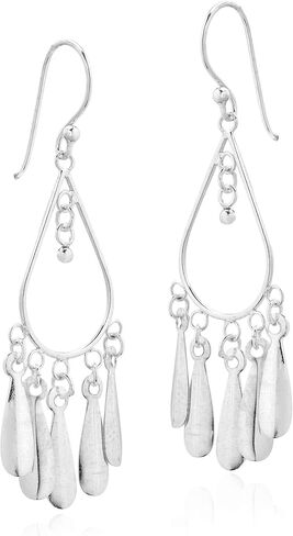 AeraVida Stylish Teardrop Chandelier Sterling Silver Dangle Earrings for Women | Lightweight Bridal Drop Earrings | Handmade Modern Pierced Long Teardrop Jewelry Gift in Saudi Arabia