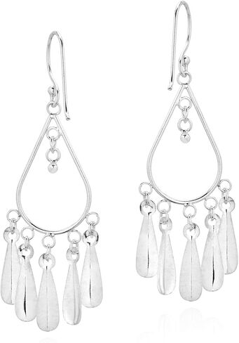 AeraVida Stylish Teardrop Chandelier Sterling Silver Dangle Earrings for Women | Lightweight Bridal Drop Earrings | Handmade Modern Pierced Long Teardrop Jewelry Gift in Saudi Arabia