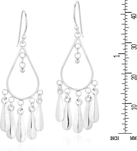 AeraVida Stylish Teardrop Chandelier Sterling Silver Dangle Earrings for Women | Lightweight Bridal Drop Earrings | Handmade Modern Pierced Long Teardrop Jewelry Gift in Saudi Arabia