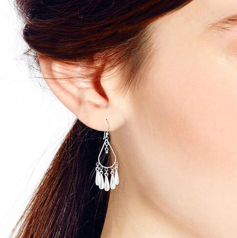 AeraVida Stylish Teardrop Chandelier Sterling Silver Dangle Earrings for Women | Lightweight Bridal Drop Earrings | Handmade Modern Pierced Long Teardrop Jewelry Gift in Saudi Arabia