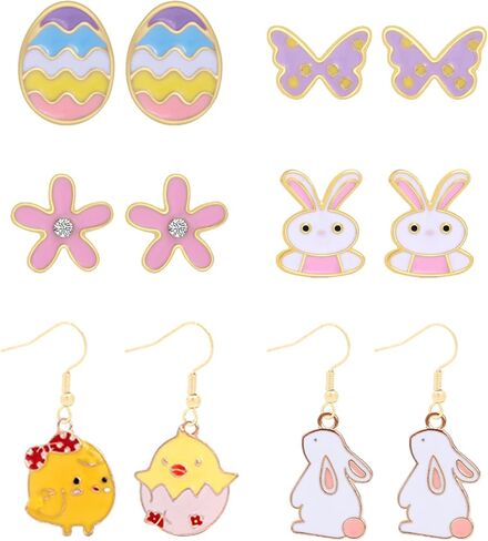 Easter Basket Essentials Stuffers Easter Bunny Dangle Earrings Spring Rabbit Egg Stud Earrings Jewelry Dresses Outfit Accessories Gifts in Saudi Arabia