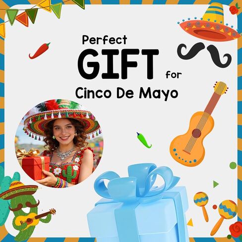 Cinco De Mayo Earrings for Women Sombrero Hat Chili Cactus Earrings Mexican Straw Hat Outfit Costume Jewelry in Saudi Arabia