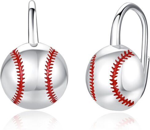 Dreamboat Sports Ball Dangle Leverback Earrings for Women 925 Sterling Silver Hypoallergenic Volleyball Basketball Soccer Baseball Football Jewelry Gifts for Sports Fan Sport Lovers in Saudi Arabia
