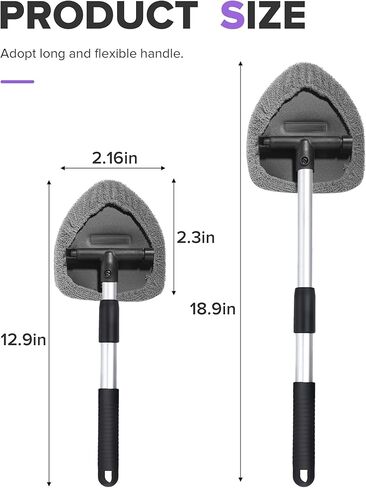 Car Cleaning Kit,Windshield Cleaner Tool,Car Accessories Auto Cleaning Supplies Tools,Windshield Wiper Cleaner with Extendable Long-Reach Handle,Auto Glass Cleaning,Suitable for Most Cars in Kuwait