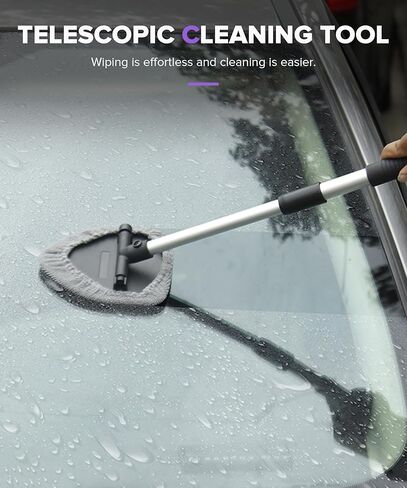 Car Cleaning Kit,Windshield Cleaner Tool,Car Accessories Auto Cleaning Supplies Tools,Windshield Wiper Cleaner with Extendable Long-Reach Handle,Auto Glass Cleaning,Suitable for Most Cars in Kuwait