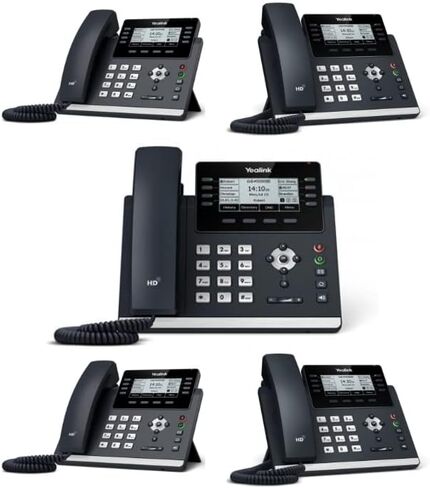 Yealink SIP-T43U IP Phone [5 Pack] 12 VoIP Accounts. 3.7-Inch Graphical Display. Dual USB 2.0, Dual-Port Gigabit Ethernet, 802.3af PoE, Power Adapter Not Included (SIP-T43U) (Renewed) in Saudi Arabia