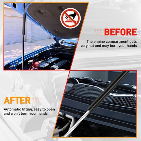 2Pcs Front Upgraded Hood Struts Compatible with Chevy Colorado GMC Canyon 2023 2024 2025 2026, No Drill Front Gas Springs Shocks,All Black Hood Lift Support Assist Kit in Kuwait