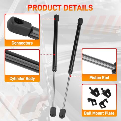 2Pcs Front Upgraded Hood Struts Compatible with Chevy Colorado GMC Canyon 2023 2024 2025 2026, No Drill Front Gas Springs Shocks,All Black Hood Lift Support Assist Kit in Kuwait