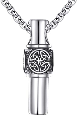 Wolf Celtic Urn Necklace for Men 925 Sterling Silver Bar Ashes Necklace for Men Women Spinner Cremation Jewelry 20+2 inch in Kuwait