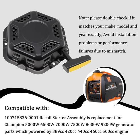 Engine Parts Pull Start Assembly Compatible with Champion Portable Generator 5000W 6500W 7000W 7500W 8000W 9200W Powered by 420cc 439cc 459cc etc. Compatible with 100715836-0001 in Kuwait