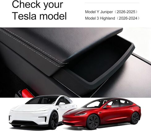 Center Console Storage Organizer for Tesla Model 3 Highland Model Y Juniper Sunglasses Holder Phone Key Armrest Storage Box Car Interior Upgrade Accessories White in Saudi Arabia