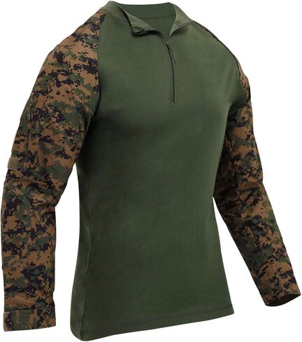 Rothco 19624 1/4 Zip Tactical Airsoft Combat Shirt Color : Woodland Digital Camo,Size : L in Saudi Arabia