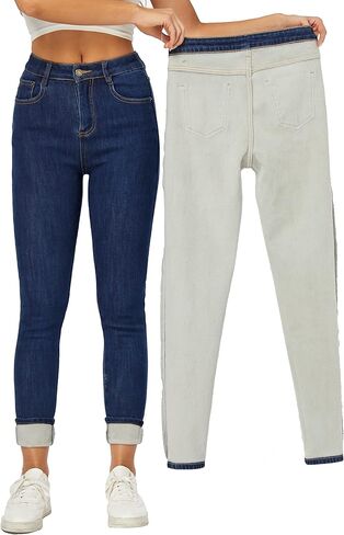 Yehopere Women's Winter Fleece Lined Jeans Slim Fit Warm Skinny High Waist Denim Jean in Kuwait