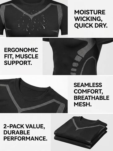 2PCS Men’s Quick Dry Workout T-Shirt – Breathable Athletic Gym Running Training Active Shirt in Saudi Arabia