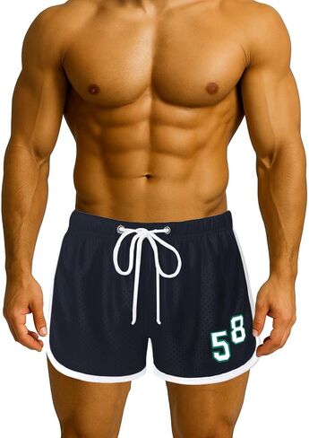 شورت رجالي شبكي غنيمة دولفين مقاس 3 بوصة من شورت كمال الأجسام الرياضي ذو كتلة الألوان شورت جري عتيق مع رباط in Kuwait