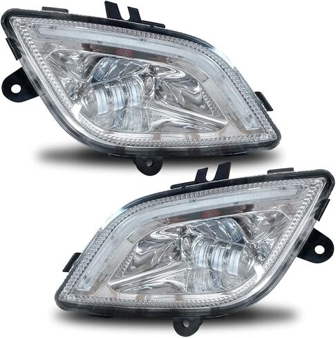 جهاز عرض FV FIT LED للضباب من الكروم مع هالة للسائق الأيسر وجانب الركاب الأيمن لـ Freightliner Cascadia 2008 2009 2010 2011 2012 2013 2014 2015 2016 2017 DOT SAE Approved in Kuwait