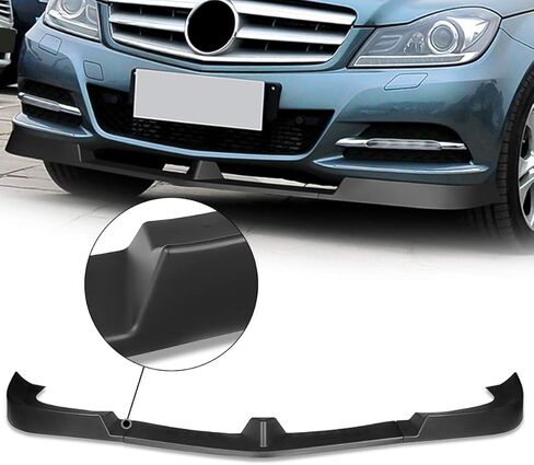 Auto Dynasty 3Pcs Car Front Bumper Lips Spoiler Wing Body Kit with Vertical Stabilizers Compatible with Mercedes-Benz C180 C200 C250 C300 C350 C-Class W204 2012-2014, Matte Black in Saudi Arabia