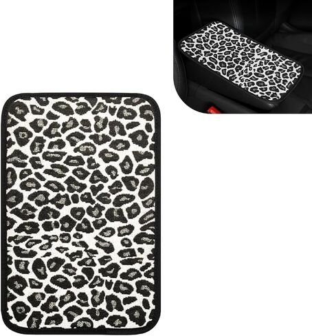 Car Center Console Armrest Cover, Skin-Friendly Breathable Linen Fiber Center Console Armrest Pad, Widely Leopard Print Cushion Accessories, Universal for Most Vehicles (Brown) in Kuwait