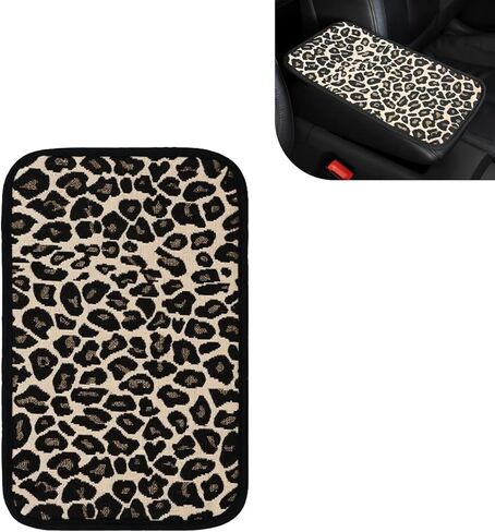 Car Center Console Armrest Cover, Skin-Friendly Breathable Linen Fiber Center Console Armrest Pad, Widely Leopard Print Cushion Accessories, Universal for Most Vehicles (Brown) in Saudi Arabia