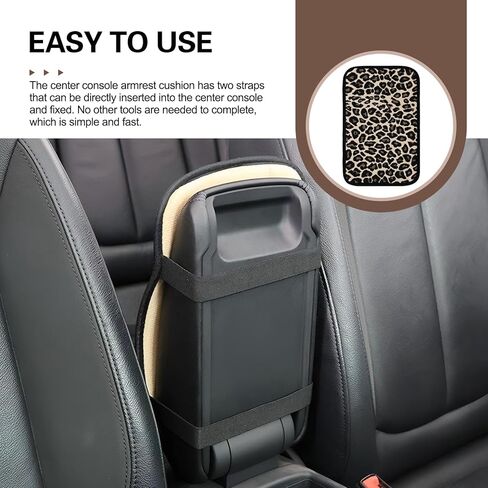 Car Center Console Armrest Cover, Skin-Friendly Breathable Linen Fiber Center Console Armrest Pad, Widely Leopard Print Cushion Accessories, Universal for Most Vehicles (Brown) in Saudi Arabia