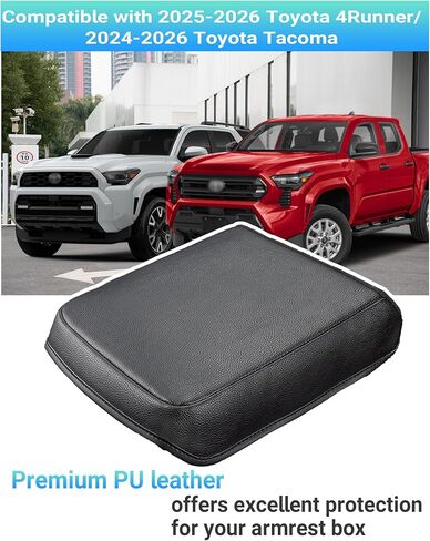 Center Console Armrest Cover Compatible with 2025-2026 Toyota 4Runner/2024-2026 Toyota Tacoma Accessories, PU Leather Middle Console Cover Protector Pad (Black) in Saudi Arabia