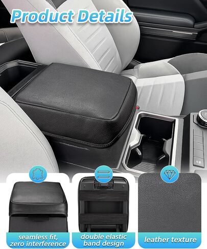 Center Console Armrest Cover Compatible with 2025-2026 Toyota 4Runner/2024-2026 Toyota Tacoma Accessories, PU Leather Middle Console Cover Protector Pad (Black) in Saudi Arabia