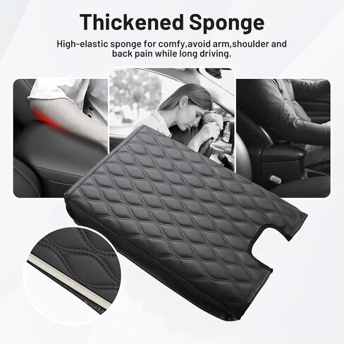 Autorder Center Console Cover for 2007-2013 Chevy Silverado&Tahoe&Suburban&GMC Sierra&Yukon Accessories Armrest Cover Anti-Scratch Middle Console Pad Leather Armrest Protector Black(Jump Seat Only) in Saudi Arabia