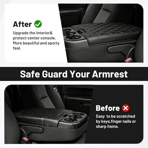 Autorder Center Console Cover for 2007-2013 Chevy Silverado&Tahoe&Suburban&GMC Sierra&Yukon Accessories Armrest Cover Anti-Scratch Middle Console Pad Leather Armrest Protector Black(Jump Seat Only) in Saudi Arabia