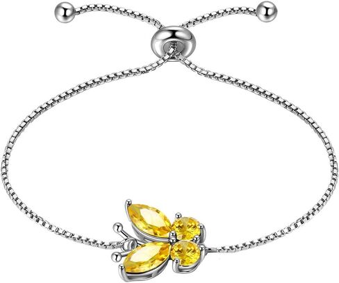 Hipunk Butterfly Birthstone Bracelets - Women 925 Sterling Silver Birth Stone Animal Butterflies Adjust Link Bracelet Crystal Birthday Jewelry in Saudi Arabia
