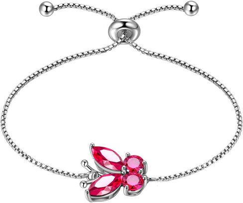Hipunk Butterfly Birthstone Bracelets - Women 925 Sterling Silver Birth Stone Animal Butterflies Adjust Link Bracelet Crystal Birthday Jewelry in Saudi Arabia
