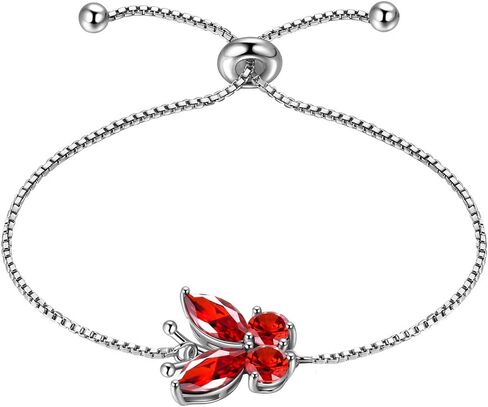 Hipunk Butterfly Birthstone Bracelets - Women 925 Sterling Silver Birth Stone Animal Butterflies Adjust Link Bracelet Crystal Birthday Jewelry in Saudi Arabia