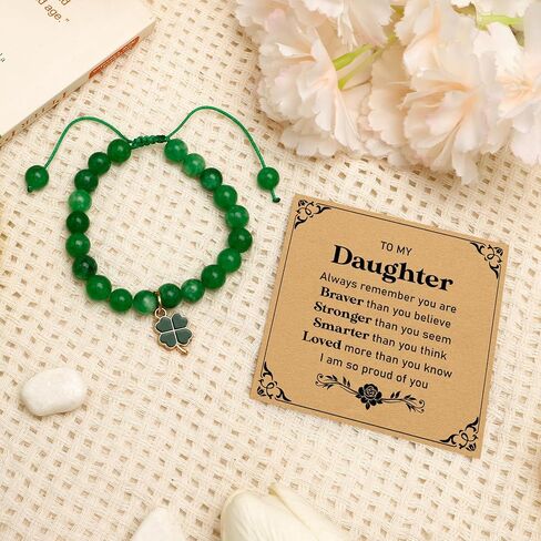 هدايا ابنة Aelciyue لعيد الأم - عيد الحب، عيد ميلاد القديس باتريك، هدايا التخرج لابنتها من الأم والأب، هدية عيد الميلاد لمسافات طويلة، أربعة أساور من البرسيم الأخضر للنساء in Kuwait