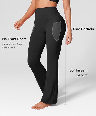 BRXL 30" Flare Leggings for Women No Front Seam High Waist Tummy Control Mini Flared Workout Yoga Pants Pockets in Saudi Arabia