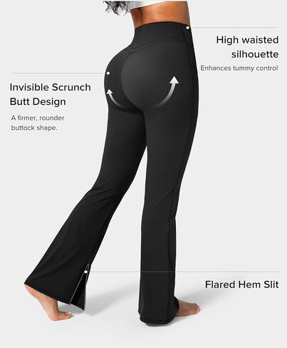 BRXL 30" Flare Leggings for Women No Front Seam High Waist Tummy Control Mini Flared Workout Yoga Pants Pockets in Saudi Arabia