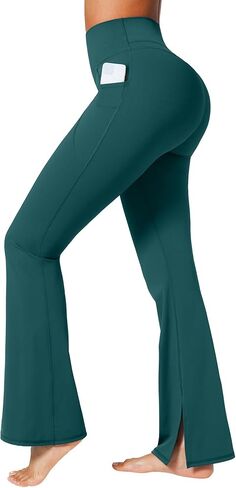 BRXL 30" Flare Leggings for Women No Front Seam High Waist Tummy Control Mini Flared Workout Yoga Pants Pockets in Saudi Arabia