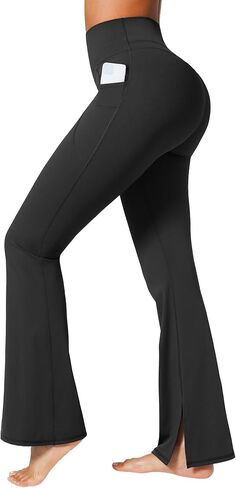 BRXL 30" Flare Leggings for Women No Front Seam High Waist Tummy Control Mini Flared Workout Yoga Pants Pockets in Saudi Arabia