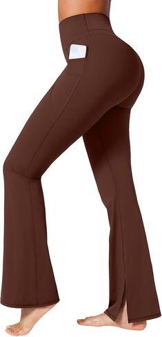 BRXL 30" Flare Leggings for Women No Front Seam High Waist Tummy Control Mini Flared Workout Yoga Pants Pockets in Saudi Arabia