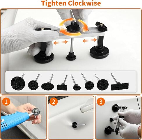 مجموعة أدوات سحب دنت - 157 قطعة أداة سحب دنت السيارة لإزالة دنت السيارة، مجموعة إزالة دنت بدون طلاء مع أداة سحب جسر مطرقة على شكل حرف T، طقم إصلاح دنت لإصلاح 98% من خدوش هيكل السيارة in Kuwait