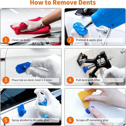 مجموعة أدوات سحب دنت - 157 قطعة أداة سحب دنت السيارة لإزالة دنت السيارة، مجموعة إزالة دنت بدون طلاء مع أداة سحب جسر مطرقة على شكل حرف T، طقم إصلاح دنت لإصلاح 98% من خدوش هيكل السيارة in Kuwait
