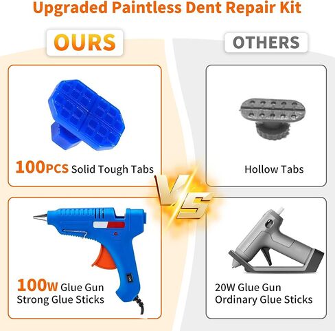 مجموعة أدوات سحب دنت - 157 قطعة أداة سحب دنت السيارة لإزالة دنت السيارة، مجموعة إزالة دنت بدون طلاء مع أداة سحب جسر مطرقة على شكل حرف T، طقم إصلاح دنت لإصلاح 98% من خدوش هيكل السيارة in Kuwait